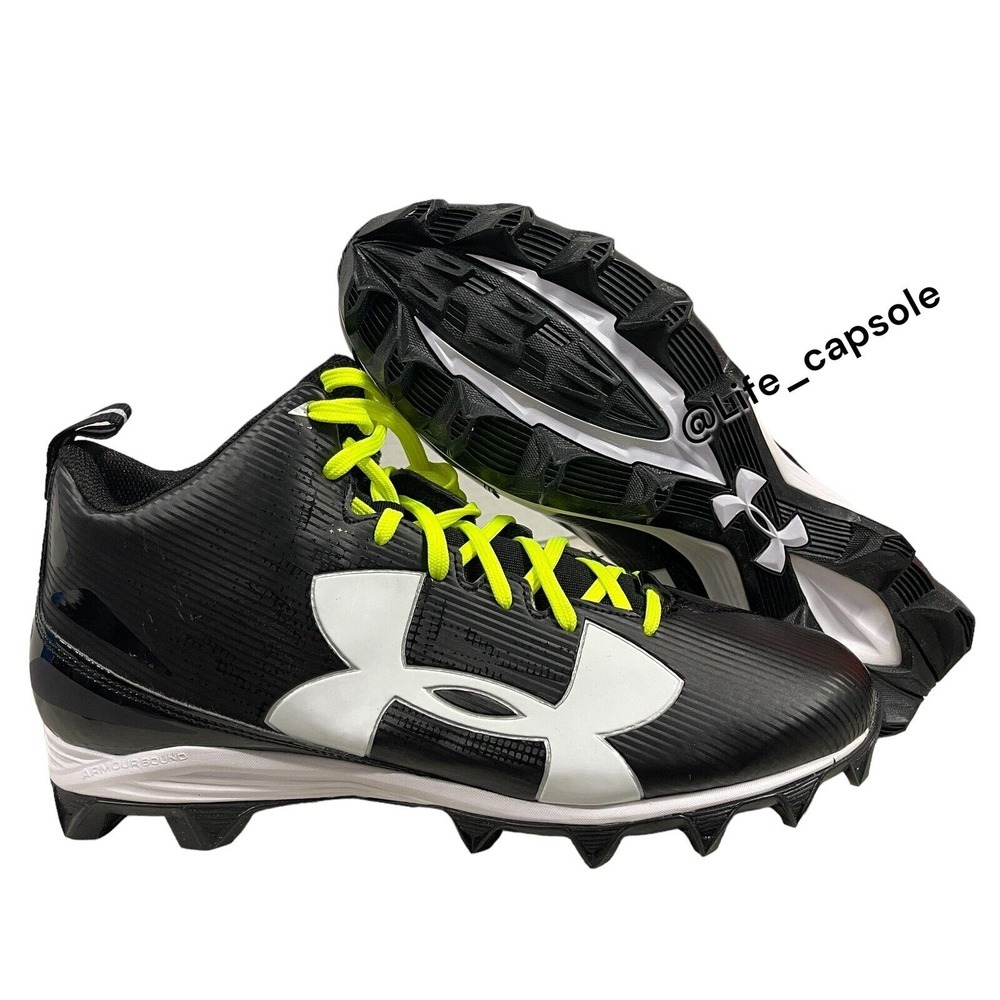 Size 13 Under Armour Crusher RM Black Football Cleats Multi Color Laces Custom - Picture 12 of 16